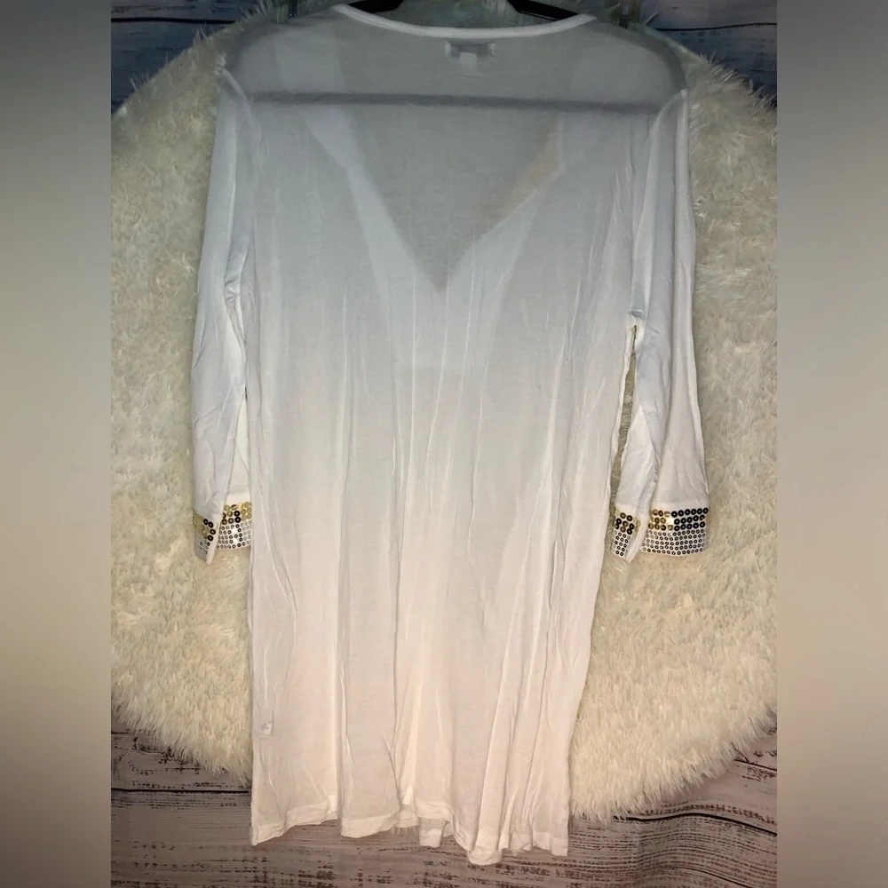 VENUS White Silver Embellished Tunic 3/4 Sleeve Medium NWOT - Picture 11 of 14
